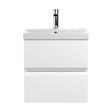 [BFRA102D] Mavesyn Contemporary 2 Drawer Wall Hung Vanity Unit with Thin Edge Basin, Satin White, 500mm - Cutout
