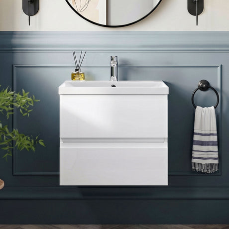 [BFRA102D] Mavesyn Contemporary 2 Drawer Wall Hung Vanity Unit with Thin Edge Basin - Choice of Size and Colour - Silo