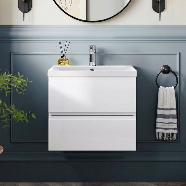 [BFRA102D] Mavesyn Contemporary 2 Drawer Wall Hung Vanity Unit with Thin Edge Basin - Choice of Size and Colour - Silo