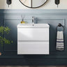 [BFRA102D] Mavesyn Contemporary 2 Drawer Wall Hung Vanity Unit with Thin Edge Basin - Choice of Size and Colour - Silo