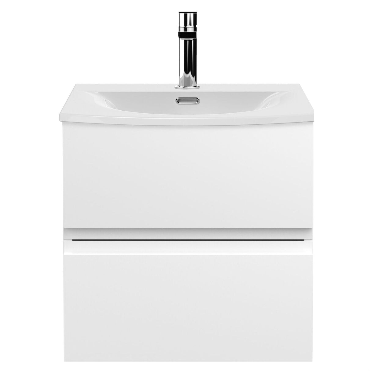 [BFRA102G] Mavesyn Contemporary 2 Drawer Wall Hung Vanity Unit with Curved Basin - Choice of Size and Colour - Cutout