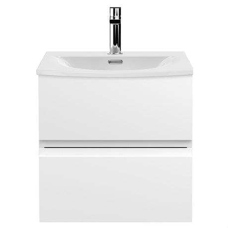[BFRA102G] Mavesyn Contemporary 2 Drawer Wall Hung Vanity Unit with Curved Basin - Choice of Size and Colour - Cutout