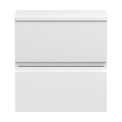 [BFRA102W] Mavesyn Contemporary 2 Drawer Wall Hung Vanity Unit with Worktop, Satin White, 500mm - Cutout