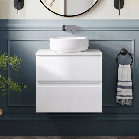 [BFRA102W] Mavesyn Contemporary 2 Drawer Wall Hung Vanity Unit with Worktop - Choice of Size and Colour - Silo