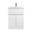 [BFRA103A] Mavesyn Contemporary 2 Door 1 Drawer Floor Standing Vanity Unit with Mid-Edge Basin, Satin White, 600mm - Cutout