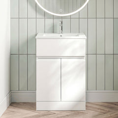 [BFRA103B] Mavesyn Contemporary 2 Door 1 Drawer Floor Standing Vanity Unit with Minimalist Basin - Choice of Size and Colour - Silo