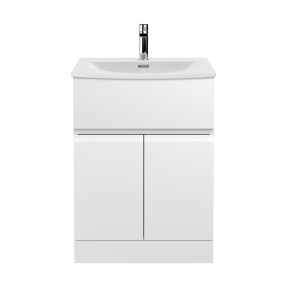 [BFRA103G] Mavesyn Contemporary 2 Door 1 Drawer Floor Standing Vanity Unit with Curved Basin - Choice of Size and Colour - Cutout