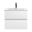 [BFRA104B] Mavesyn Contemporary 2 Drawer Wall Hung Vanity Unit with Minimalist Basin, Satin White, 600mm - Cutout