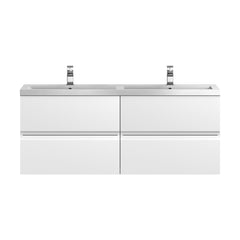 [BFRA104C] Mavesyn Contemporary 4 Drawer Wall Hung Vanity Unit with Basin, Satin White, 1200mm - Cutout
