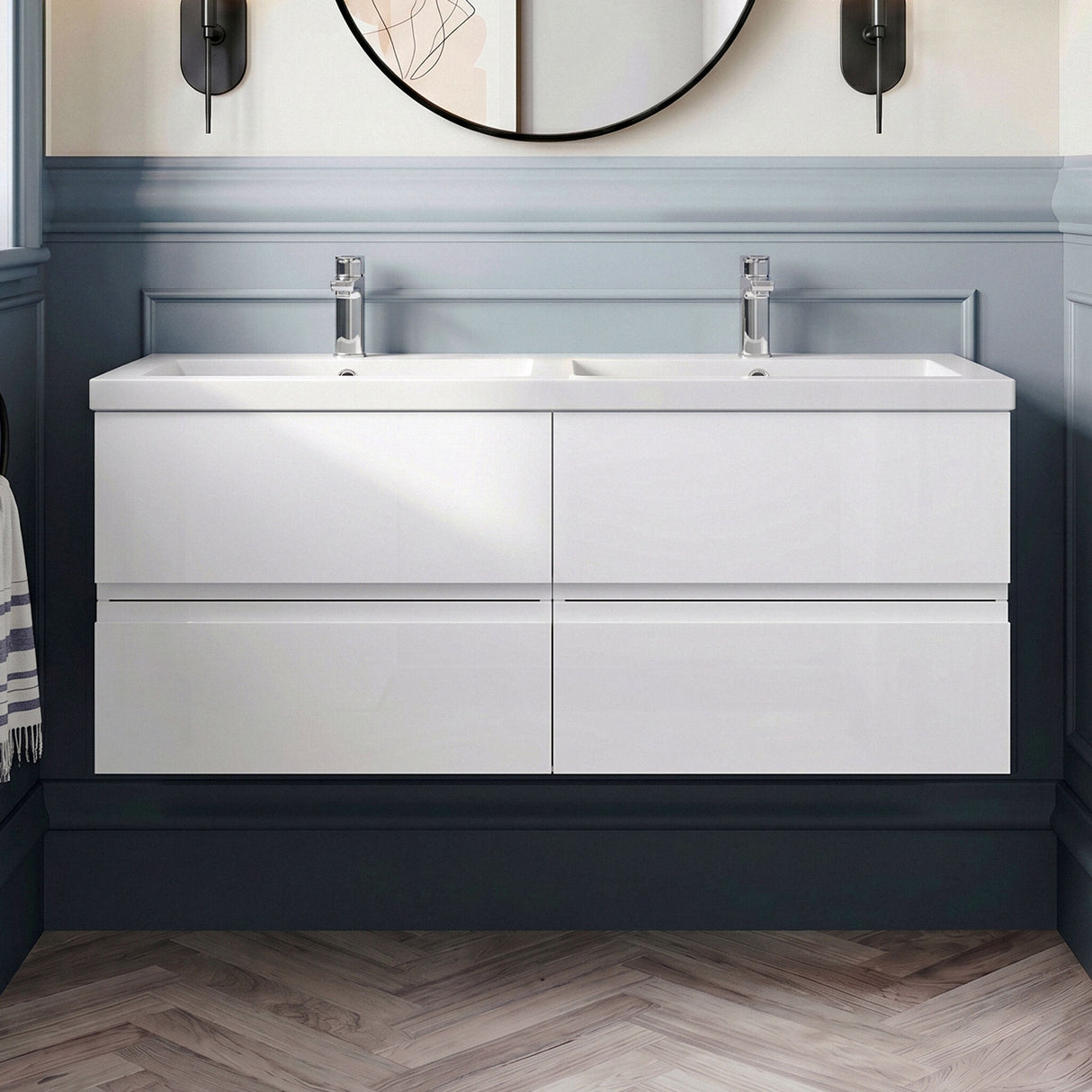 [BFRA104C] Mavesyn Contemporary 4 Drawer Wall Hung Vanity Unit with Basin - Choice of Colour - Silo