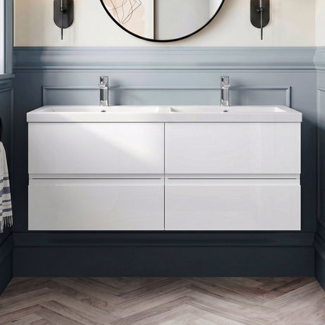 [BFRA104C] Mavesyn Contemporary 4 Drawer Wall Hung Vanity Unit with Basin - Choice of Colour - Silo