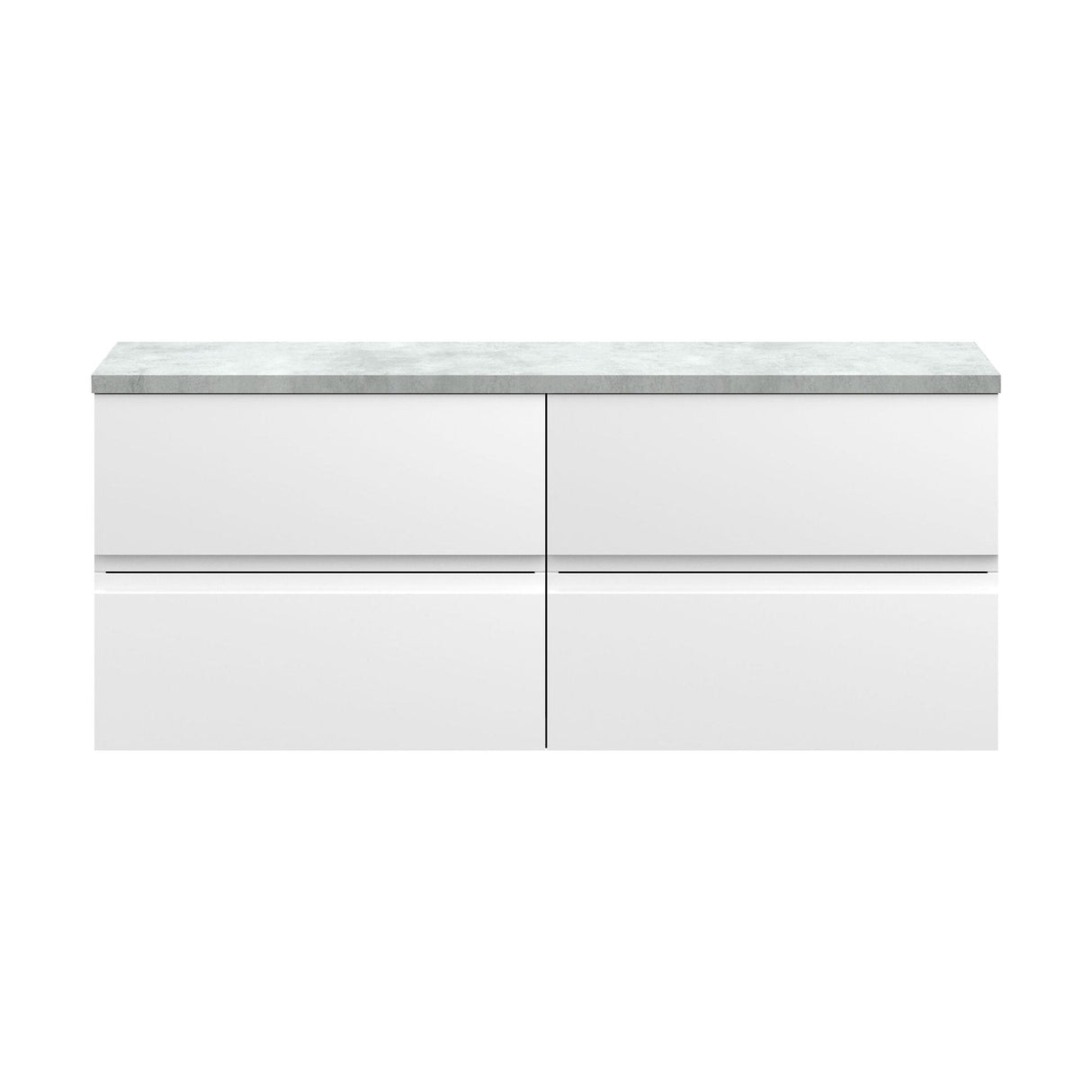 [BFRA104LBG2] Mavesyn Contemporary 4 Drawer Wall Hung Vanity Unit with Laminate Worktop, Satin White, 1200mm - Cutout