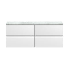 [BFRA104LBG2] Mavesyn Contemporary 4 Drawer Wall Hung Vanity Unit with Laminate Worktop, Satin White, 1200mm - Cutout
