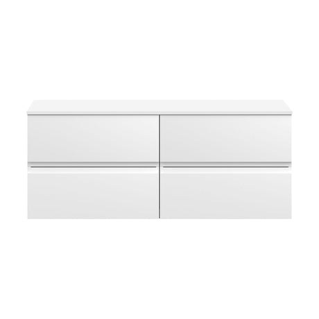 [BFRA104W2] Mavesyn Contemporary 4 Drawer Wall Hung Vanity Unit with Worktop, Satin White, 1200mm - Cutout