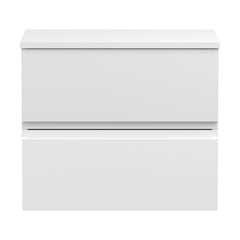 [BFRA104W] Mavesyn Contemporary 2 Drawer Wall Hung Vanity Unit with Worktop, Satin White, 600mm - Cutout
