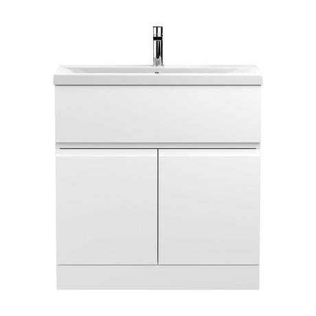 [BFRA105A] Mavesyn Contemporary 2 Door 1 Drawer Floor Standing Vanity Unit with Mid-Edge Basin - Choice of Size and Colour - Cutout