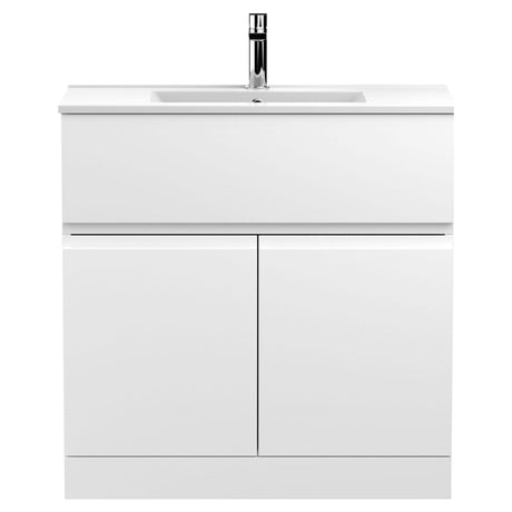 [BFRA105B] Mavesyn Contemporary 2 Door 1 Drawer Floor Standing Vanity Unit with Minimalist Basin - Choice of Size and Colour - Cutout