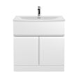 [BFRA105G] Mavesyn Contemporary 2 Door 1 Drawer Floor Standing Vanity Unit with Curved Basin, Satin White, 800mm - Cutout