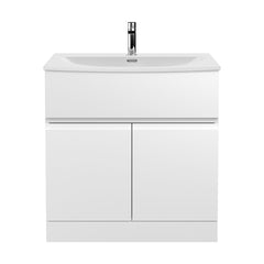 [BFRA105G] Mavesyn Contemporary 2 Door 1 Drawer Floor Standing Vanity Unit with Curved Basin - Choice of Size and Colour - Cutout
