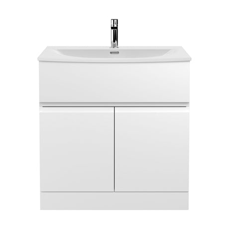 [BFRA105G] Mavesyn Contemporary 2 Door 1 Drawer Floor Standing Vanity Unit with Curved Basin - Choice of Size and Colour - Cutout