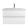 [BFRA106A] Mavesyn Contemporary 2 Drawer Wall Hung Vanity Unit with Mid-Edge Basin - Choice of Size and Colour - Cutout