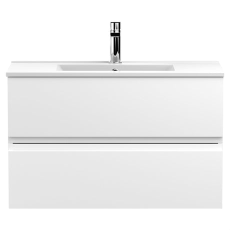 [BFRA106B] Mavesyn Contemporary 2 Drawer Wall Hung Vanity Unit with Minimalist Basin - Choice of Size and Colour - Cutout