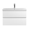 [BFRA106D] Mavesyn Contemporary 2 Drawer Wall Hung Vanity Unit with Thin Edge Basin, Satin White, 800mm - Cutout