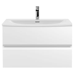 [BFRA106G] Mavesyn Contemporary 2 Drawer Wall Hung Vanity Unit with Curved Basin - Choice of Size and Colour - Cutout