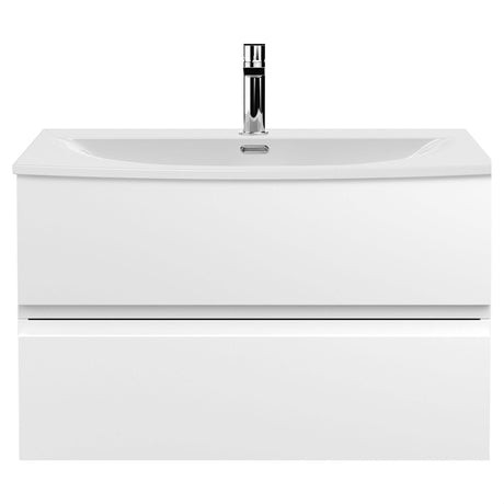 [BFRA106G] Mavesyn Contemporary 2 Drawer Wall Hung Vanity Unit with Curved Basin - Choice of Size and Colour - Cutout