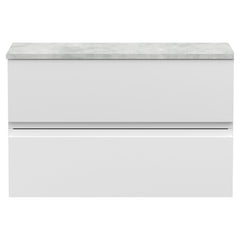 [BFRA106LBG] Mavesyn Contemporary 2 Drawer Wall Hung Vanity Unit with Laminate Worktop - Choice of Size and Colour - Cutout