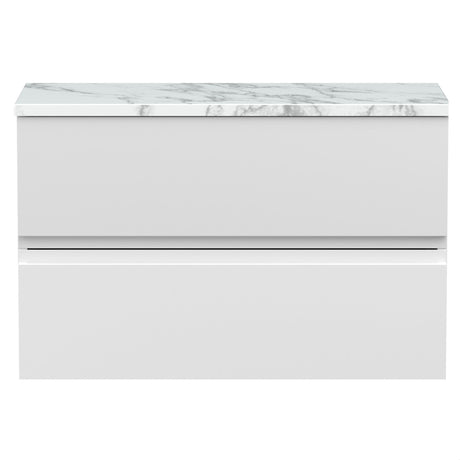 [BFRA106LCM] Mavesyn Contemporary 2 Drawer Wall Hung Vanity Unit with Laminate Worktop - Choice of Size and Colour - Cutout
