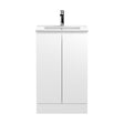 [BFRA107B] Mavesyn Contemporary 2 Door Floor Standing Vanity Unit with Minimalist Basin, Satin White, 500mm - Cutout