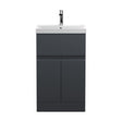 [BFRA1401D] Mavesyn Contemporary 2 Door 1 Drawer Floor Standing Vanity Unit with Thin Edge Basin, Dark Grey, 500mm - Cutout