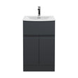 [BFRA1401G] Mavesyn Contemporary 2 Door 1 Drawer Floor Standing Vanity Unit with Curved Basin, Dark Grey, 500mm - Cutout