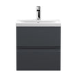 [BFRA1402A] Mavesyn Contemporary 2 Drawer Wall Hung Vanity Unit with Mid-Edge Basin, Dark Grey, 500mm - Cutout