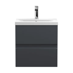 [BFRA1402A] Mavesyn Contemporary 2 Drawer Wall Hung Vanity Unit with Mid-Edge Basin - Choice of Size and Colour - Cutout
