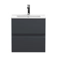 [BFRA1402B] Mavesyn Contemporary 2 Drawer Wall Hung Vanity Unit with Minimalist Basin, Dark Grey, 500mm - Cutout
