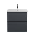 [BFRA1402D] Mavesyn Contemporary 2 Drawer Wall Hung Vanity Unit with Thin Edge Basin, Dark Grey, 500mm - Cutout