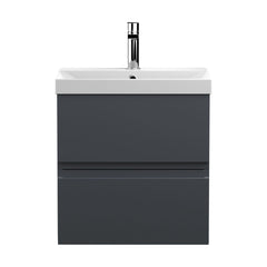 [BFRA1402D] Mavesyn Contemporary 2 Drawer Wall Hung Vanity Unit with Thin Edge Basin, Dark Grey, 500mm - Cutout