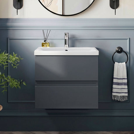 [BFRA1402D] Mavesyn Contemporary 2 Drawer Wall Hung Vanity Unit with Thin Edge Basin - Choice of Size and Colour - Silo
