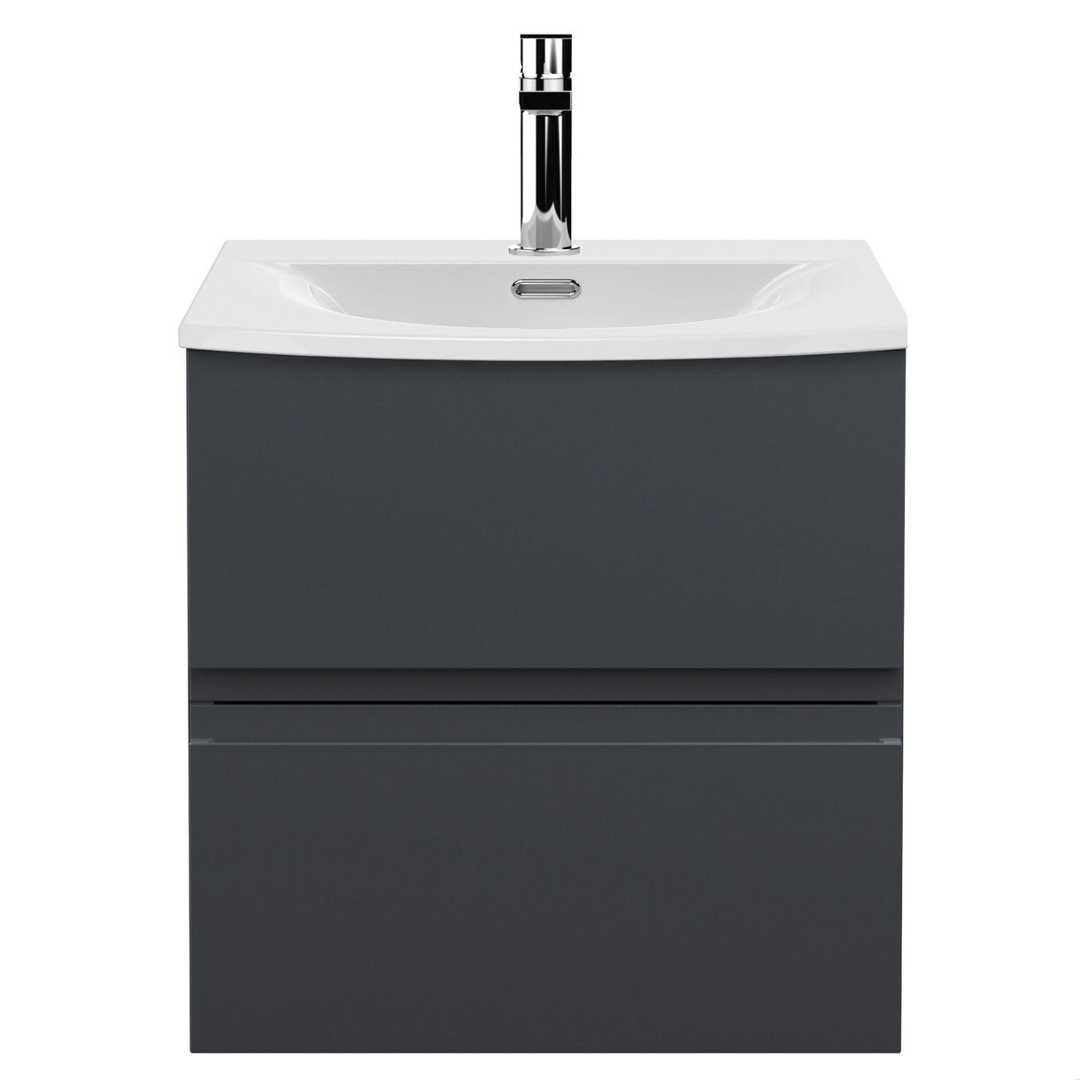 [BFRA1402G] Mavesyn Contemporary 2 Drawer Wall Hung Vanity Unit with Curved Basin - Choice of Size and Colour - Cutout