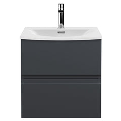 [BFRA1402G] Mavesyn Contemporary 2 Drawer Wall Hung Vanity Unit with Curved Basin - Choice of Size and Colour - Cutout