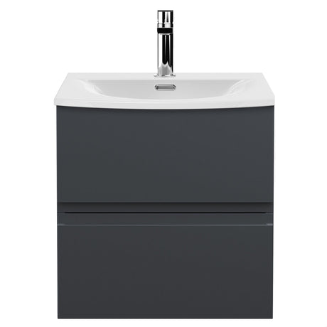 [BFRA1402G] Mavesyn Contemporary 2 Drawer Wall Hung Vanity Unit with Curved Basin - Choice of Size and Colour - Cutout