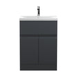 [BFRA1403A] Mavesyn Contemporary 2 Door 1 Drawer Floor Standing Vanity Unit with Mid-Edge Basin, Dark Grey, 600mm - Cutout