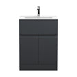 [BFRA1403B] Mavesyn Contemporary 2 Door 1 Drawer Floor Standing Vanity Unit with Minimalist Basin, Dark Grey, 600mm - Cutout