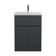 [BFRA1403D] Mavesyn Contemporary 2 Door 1 Drawer Floor Standing Vanity Unit with Thin Edge Basin, Dark Grey, 600mm - Cutout