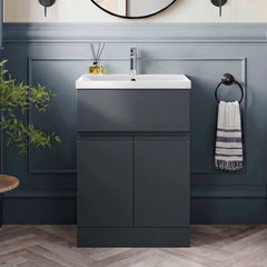 [BFRA1403D] Mavesyn Contemporary 2 Door 1 Drawer Floor Standing Vanity Unit with Thin Edge Basin - Choice of Size and Colour - Silo
