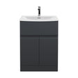 [BFRA1403G] Mavesyn Contemporary 2 Door 1 Drawer Floor Standing Vanity Unit with Curved Basin, Dark Grey, 600mm - Cutout