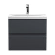 [BFRA1404A] Mavesyn Contemporary 2 Drawer Wall Hung Vanity Unit with Mid-Edge Basin, Dark Grey, 600mm - Cutout