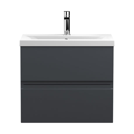 [BFRA1404A] Mavesyn Contemporary 2 Drawer Wall Hung Vanity Unit with Mid-Edge Basin, Dark Grey, 600mm - Cutout